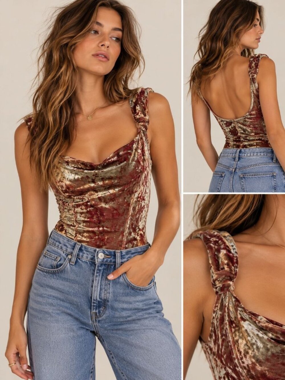 Out from Under by Urban Outfitters Crushed Velvet Metallic Bodysuit